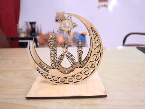 طرح برش لیزری هلال جای دستمال mm - laser cut crescent napkin holder 4mm ve - برای دستگاه CNC چوب و لیزر (سی ان سی)