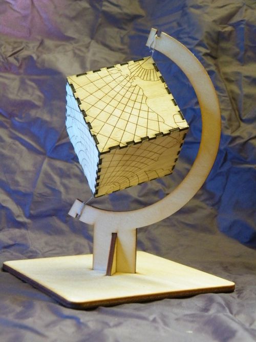 طرح مکعب برش لیزری کره - laser cut cube globe - برای دستگاه CNC چوب و لیزر (سی ان سی)