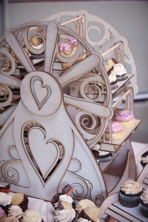 طرح برش لیزری کاپ کیک چرخ فلک - laser cut cupcake ferris wheel ve - برای دستگاه CNC چوب و لیزر (سی ان سی)