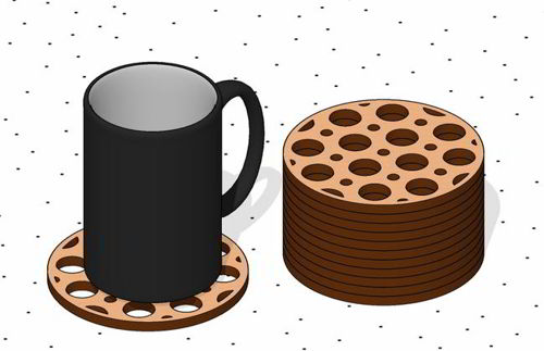 طرح برش لیزری لیوان زیرلیوانی - laser cut cup coaster ve - برای دستگاه CNC چوب و لیزر (سی ان سی)