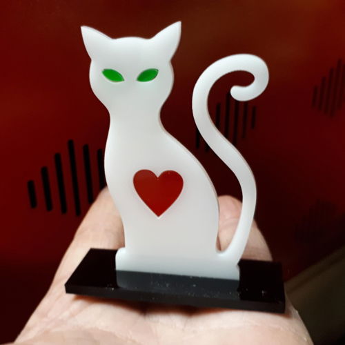 طرح برش لیزری گربه ناز اکریلیک میلی‌متری - laser cut cute cat acrylic 3mm - برای دستگاه CNC چوب و لیزر (سی ان سی)