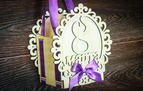 طرح جعبه هدیه برش لیزری برای روز زن، 8 مارس - laser cut decoration for women day 8 march gift box ve - برای دستگاه CNC چوب و لیزر (سی ان سی)