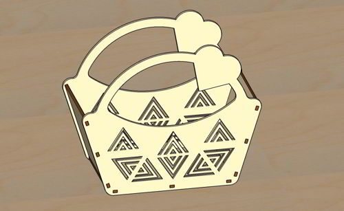 طرح سبد تزئینی برش لیزری با شکل قلب - laser cut decorative basket with heart shape - برای دستگاه CNC چوب و لیزر (سی ان سی)