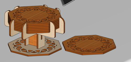 طرح زیرلیوانی‌های چوبی برش لیزری تزئینی جعبه‌ای پایه - laser cut decorative boxed coasters wood coaster holder stand ve - برای دستگاه CNC چوب و لیزر (سی ان سی)