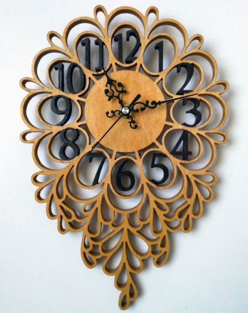 طرح ساعت تزئینی برش لیزری - laser cut decorative clock ve - برای دستگاه CNC چوب و لیزر (سی ان سی)