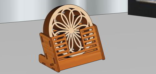 طرح پایه نگهدارنده زیرلیوانی تزئینی برش لیزری زیرلیوانی - laser cut decorative coaster stand holder with coaster - برای دستگاه CNC چوب و لیزر (سی ان سی)