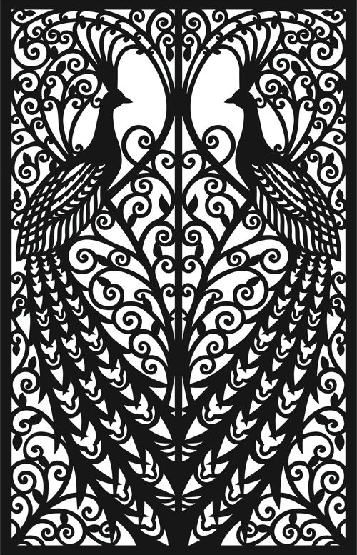 طرح laser-cut-decorative-privacy-partition-peacock-panel-room-divider-lattice