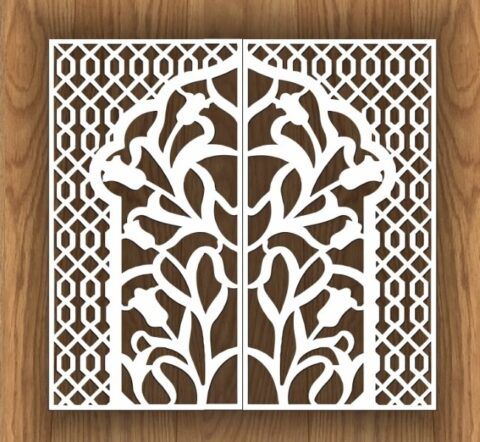 طرح طراحی صفحه تزئینی برش لیزری درز - laser cut decorative screen design seamless ve - برای دستگاه CNC چوب و لیزر (سی ان سی)