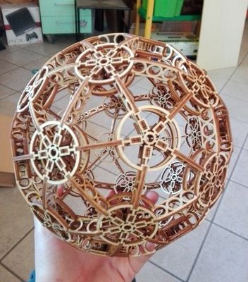 طرح کره تزئینی برش لیزری تخته سه میلی متری - laser cut decorative sphere 3mm plywood ve - برای دستگاه CNC چوب و لیزر (سی ان سی)