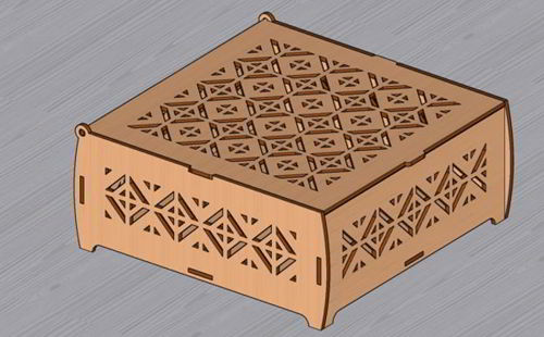 طرح جعبه چوبی تزئینی برش لیزری با درب جعبه جواهرات - laser cut decorative wooden box with lid jewelry box ve - برای دستگاه CNC چوب و لیزر (سی ان سی)