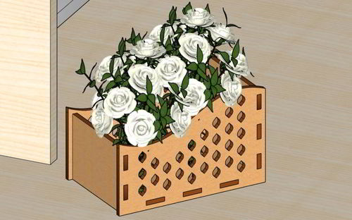 طرح سبد گل چوبی تزئینی برش لیزری سبد هدیه - laser cut decorative wooden flower basket gift basket ve - برای دستگاه CNC چوب و لیزر (سی ان سی)