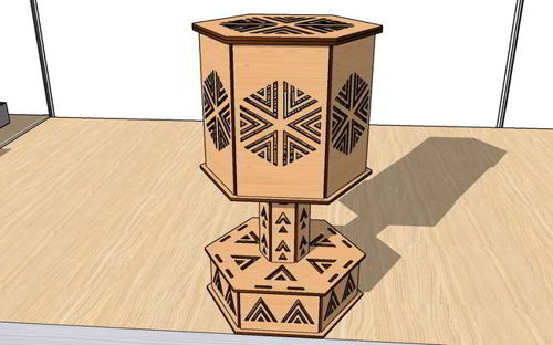 طرح چراغ رومیزی چوبی تزئینی برش لیزری چراغ خواب فانوس - laser cut decorative wooden table lamp nightlight lantern - برای دستگاه CNC چوب و لیزر (سی ان سی)