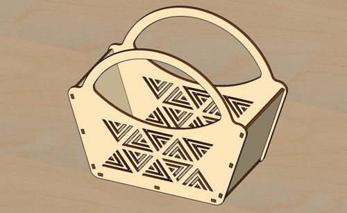 طرح سبد هدیه چوبی تزئینی برش لیزری - laser cut decorative wood gift basket - برای دستگاه CNC چوب و لیزر (سی ان سی)