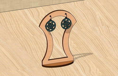 طرح برش لیزری تزئینی گوشواره نگهدارنده جواهرات پایه - laser cut decor earring holder jewelry stand - برای دستگاه CNC چوب و لیزر (سی ان سی)