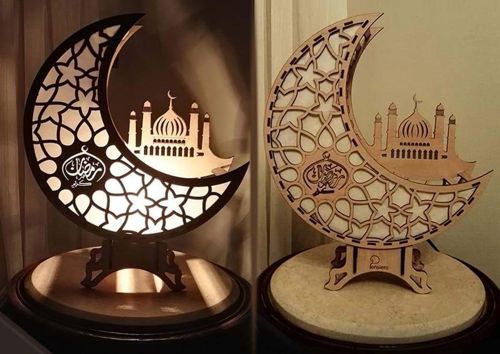طرح دکور برش لیزری چراغ ماه شب الگو - laser cut decor moon lamp night light template ve - برای دستگاه CNC چوب و لیزر (سی ان سی)