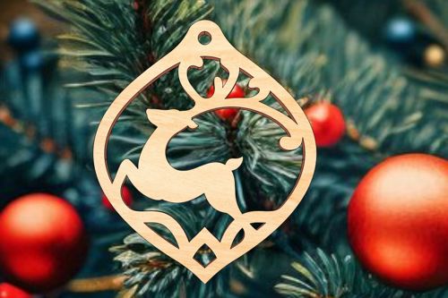 طرح تزیینات کریسمس با برش لیزری گوزن نیاز به تزئین - laser cut deer bauble christmas decorations ornament ve - برای دستگاه CNC چوب و لیزر (سی ان سی)
