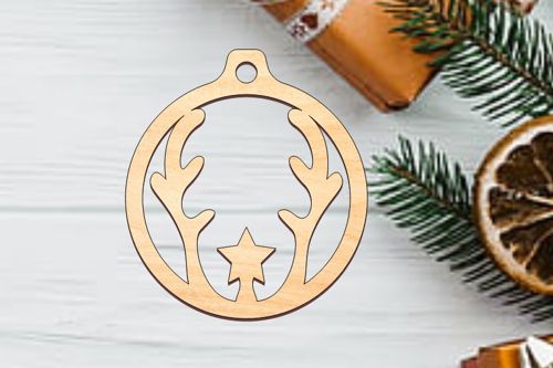 طرح آویز گوزن برش لیزری تزئینات کریسمس - laser cut deer bauble ornament christmas decorations ve - برای دستگاه CNC چوب و لیزر (سی ان سی)