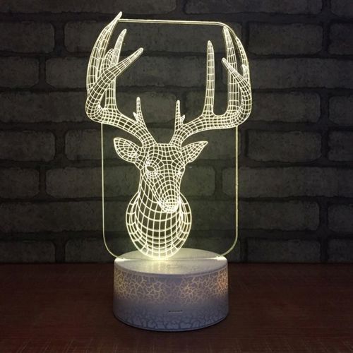 طرح برش لیزری سر گوزن اکریلیک شب نور - laser cut deer head acrylic night light ve - برای دستگاه CNC چوب و لیزر (سی ان سی)