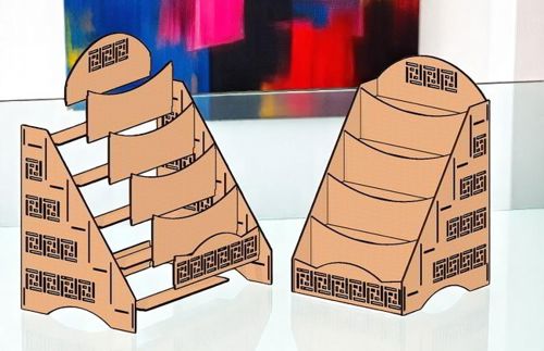 طرح میز سازمان دهانه برش لیزری پایه نمایشگر قفسه - laser cut desktop organizer display stand shelf ve - برای دستگاه CNC چوب و لیزر (سی ان سی)