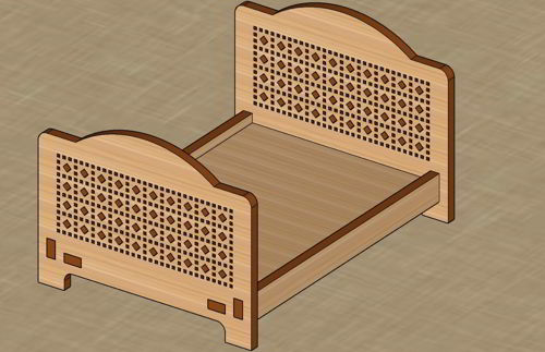 طرح خانه عروسکی تختخواب چوبی مینیاتوری مبلمان وی با لیزر برش دی آی سه بعدی - laser cut diy 3d dollhouse bed wood miniature furniture ve - برای دستگاه CNC چوب و لیزر (سی ان سی)