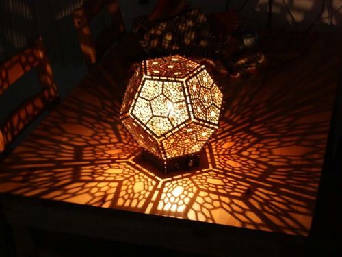 طرح برش لیزری دوازده وجهی لامپ - laser cut dodecahedron lamp - برای دستگاه CNC چوب و لیزر (سی ان سی)