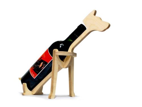 طرح برش لیزری شکل سگ حیوان نگهدارنده بطری نوشابه - laser cut dog shape animal wine bottle holder ve - برای دستگاه CNC چوب و لیزر (سی ان سی)