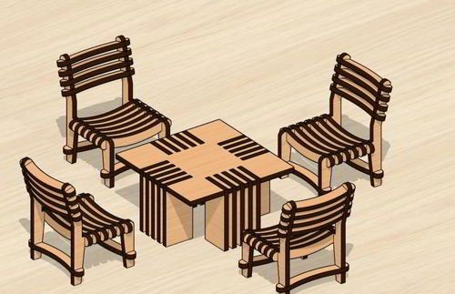 طرح میز و صندلی‌های ناهارخوری خانه عروسکی برش لیزری مینیاتور اسباب‌بازی - laser cut dollhouse dining table chairs miniature toy ve - برای دستگاه CNC چوب و لیزر (سی ان سی)