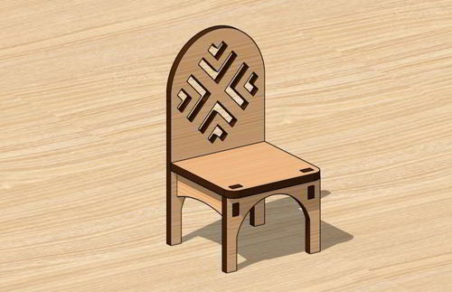 طرح خانه عروسکی برش لیزری مینی صندلی اسباب بازی - laser cut dollhouse mini chair toy - برای دستگاه CNC چوب و لیزر (سی ان سی)
