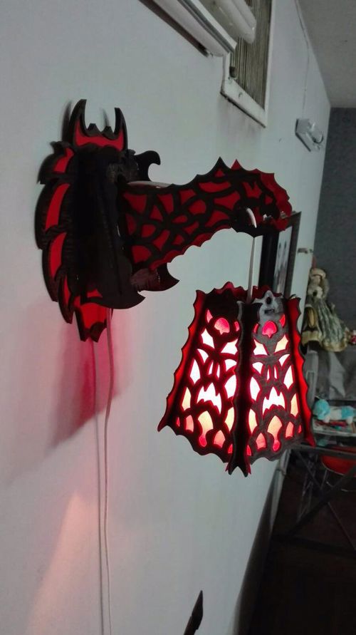 طرح لامپ اژدهای برش لیزری میلی‌متری وسیله (3 mm ) - laser cut dragon lamp 3 mm ve - برای دستگاه CNC چوب و لیزر (سی ان سی)