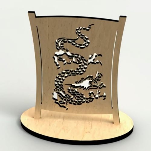 طرح برش لیزری اژدها پایه پایه - laser cut dragon stand ve - برای دستگاه CNC چوب و لیزر (سی ان سی)