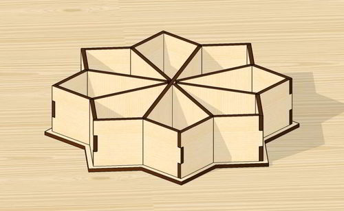 طرح سینی میوه خشک برش لیزری سبد آبنبات - laser cut dry fruit tray candy basket - برای دستگاه CNC چوب و لیزر (سی ان سی)