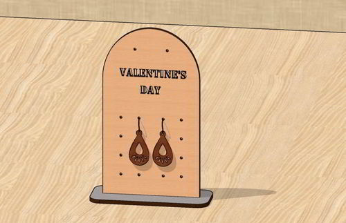 طرح گوشواره برش لیزری جواهرات پایه ولنتاین هدیه - laser cut earring jewelry stand valentine gift - برای دستگاه CNC چوب و لیزر (سی ان سی)