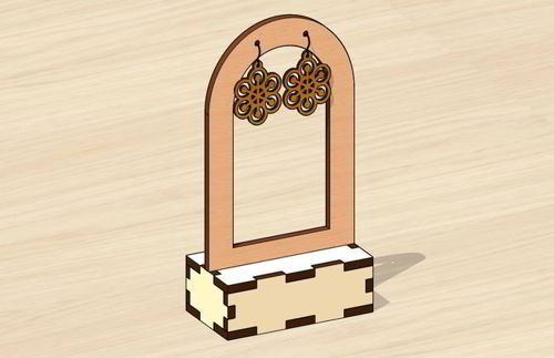 طرح گوشواره و پایه جواهرات برش لیزری ولنتاین هدیه - laser cut earrings and jewelry stand valentines day gift - برای دستگاه CNC چوب و لیزر (سی ان سی)