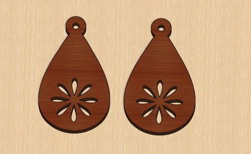طرح گوشواره آویز گل رز برش لیزری ولنتاین هدیه - laser cut earrings pendant valentines gift ve - برای دستگاه CNC چوب و لیزر (سی ان سی)