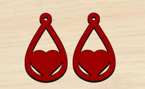 طرح گوشواره‌های برش لیزری روز ولنتاین هدیه - laser cut earrings valentine day gift ve - برای دستگاه CNC چوب و لیزر (سی ان سی)