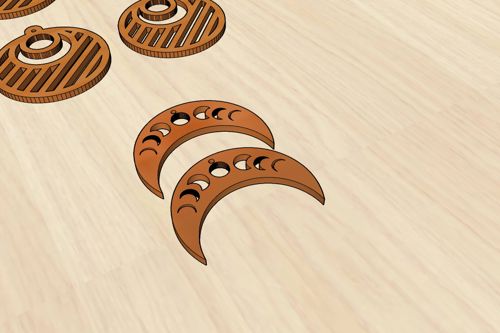طرح گوشواره‌های چوبی برش لیزری طرح چرخه ماه تزئین - laser cut earrings wooden moon cycle decoration ve - برای دستگاه CNC چوب و لیزر (سی ان سی)