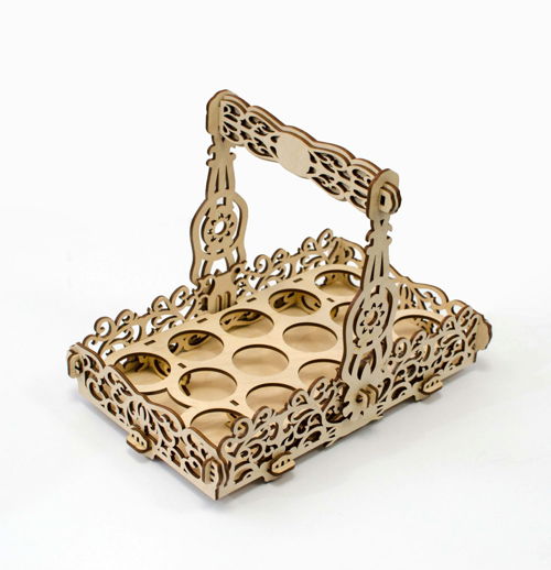 طرح سبد عید عید برش خورده با دسته تاشو و ثابت دسته - laser cut easter basket with foldable and fixed handle ve - برای دستگاه CNC چوب و لیزر (سی ان سی)