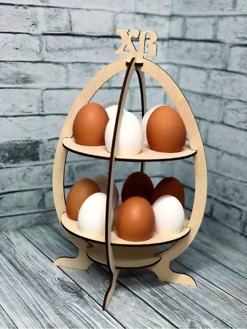 طرح میز عید عید برش لیزری تخم مرغ عید دکوراسیون - laser cut easter egg display stand easter table decor ve - برای دستگاه CNC چوب و لیزر (سی ان سی)