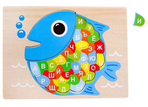 طرح پازل چوبی آموزشی برش لیزری الفبای روسی ماهی - laser cut educational wooden puzzle russian alphabet fish - برای دستگاه CNC چوب و لیزر (سی ان سی)
