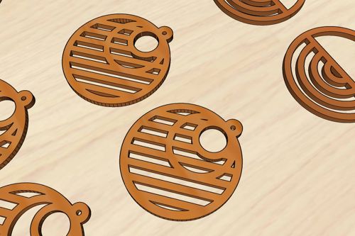 طرح گوشواره‌های دایره‌ای زیبا و ظریف برش لیزری تزئینی صنایع دستی جواهرات - laser cut elegant circular earrings decorative craft jewelry ve - برای دستگاه CNC چوب و لیزر (سی ان سی)