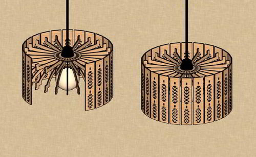 طرح لوستر آویز ظریف برش لیزری لامپ - laser cut elegant hanging chandelier lamp ve - برای دستگاه CNC چوب و لیزر (سی ان سی)