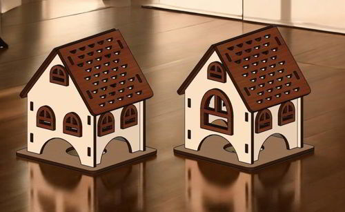 طرح برش لیزری ظریف مینیاتوری خانه جاشمعی پوشش گیاهی - laser cut elegant miniature home tealight candle holder ve - برای دستگاه CNC چوب و لیزر (سی ان سی)