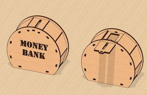 طرح برش لیزری زیبا پول بانک جعبه پول - laser cut elegant money bank money box - برای دستگاه CNC چوب و لیزر (سی ان سی)