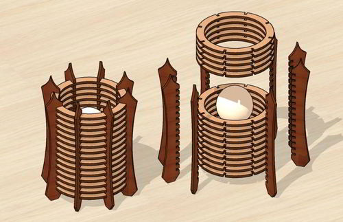 طرح چراغ رومیزی برش خورده زیبا وسیله برش لیزری - laser cut elegant table lamp ve - برای دستگاه CNC چوب و لیزر (سی ان سی)