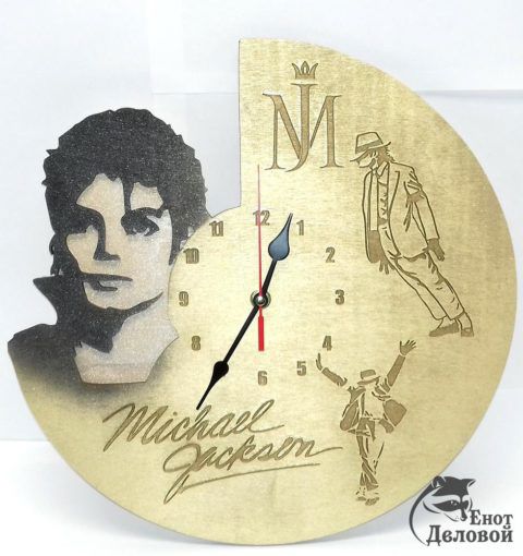 طرح ساعت دیواری مایکل جکسون با برش لیزری و حکاکی - laser cut engraved michael jackson wall clock ve - برای دستگاه CNC چوب و لیزر (سی ان سی)
