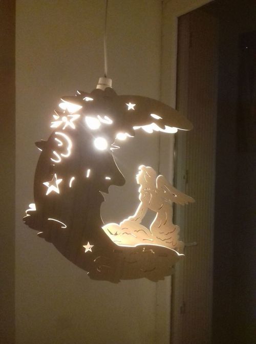 طرح چراغ شب پری برش لیزری نور - laser cut fairy moon lamp night light - برای دستگاه CNC چوب و لیزر (سی ان سی)
