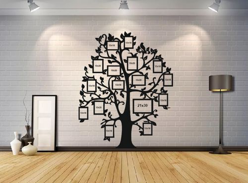 طرح قاب عکس درخت خانوادگی برش لیزری قالب وکتور - laser cut family tree photo frames template vector ve - برای دستگاه CNC چوب و لیزر (سی ان سی)