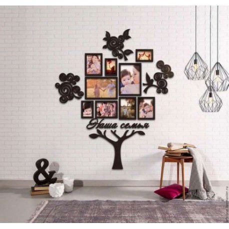 طرح قاب عکس درخت خانوادگی برش لیزری - laser cut family tree picture frames ve - برای دستگاه CNC چوب و لیزر (سی ان سی)