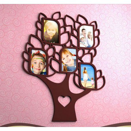 طرح برش لیزری شجره نامه با فریم - laser cut family tree with 5 frames ve - برای دستگاه CNC چوب و لیزر (سی ان سی)