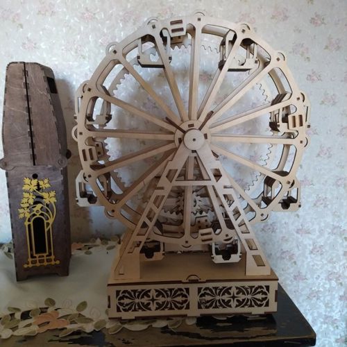 طرح چرخ فلک برش لیزری - laser cut ferris wheel layout ve - برای دستگاه CNC چوب و لیزر (سی ان سی)